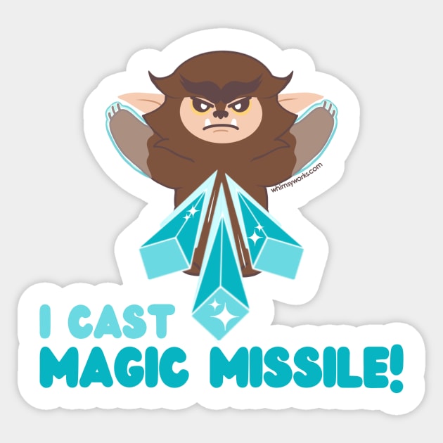 Bugsy the Bugbear Casts Magic Missile (D4 Dice) Sticker by whimsyworks